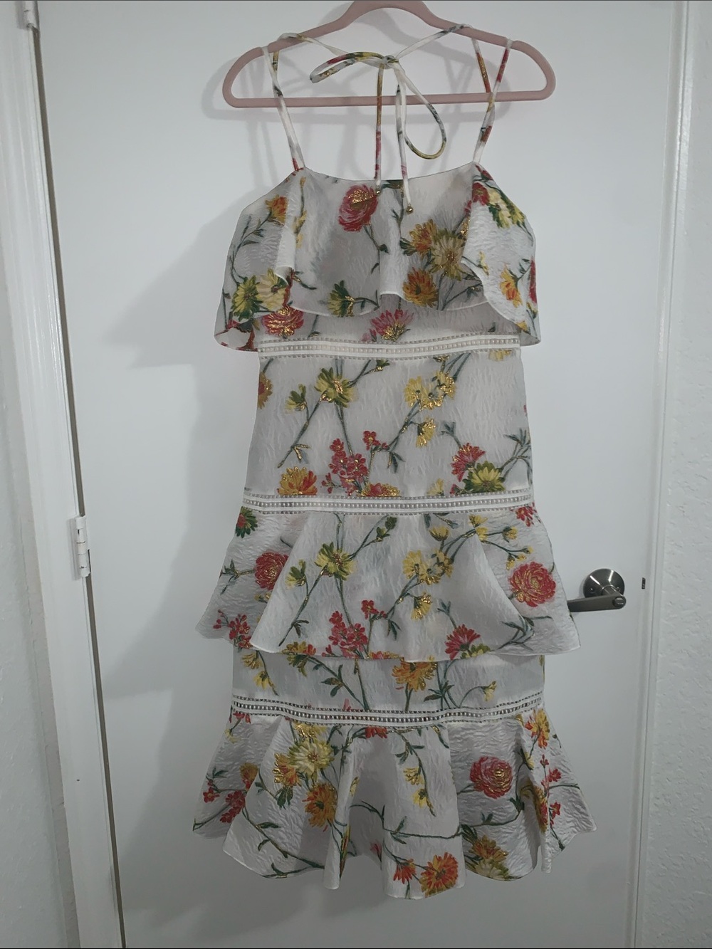 Prabal Gurung atelier White Floral Tiered silk blend Sundress 8